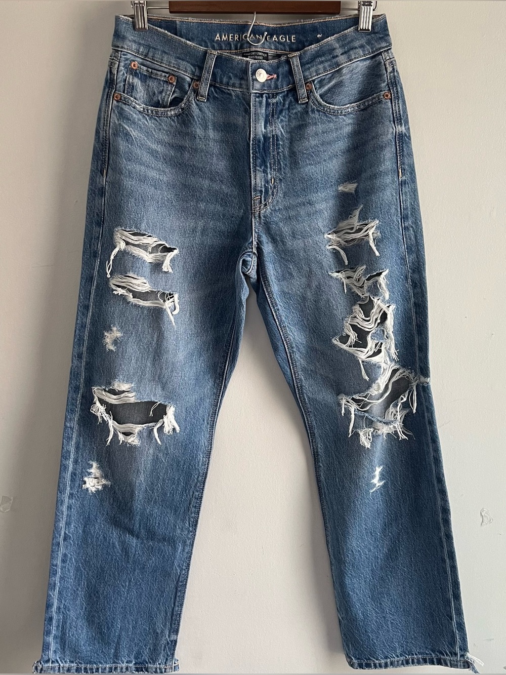 American Eagle Women’s Size 0 Short Distressed Ripped Stretch Ex Boyfriend Jeans